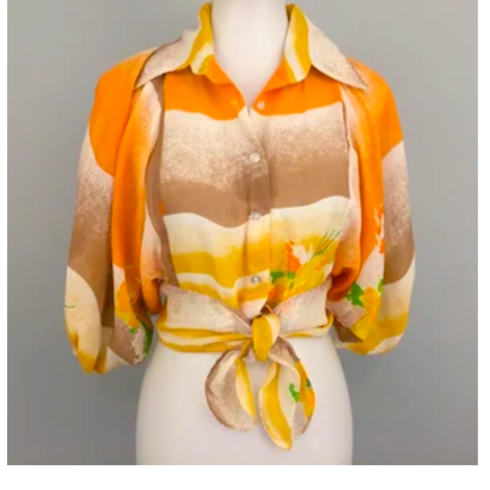 70s hippie crop top with waist tie small/medium!
